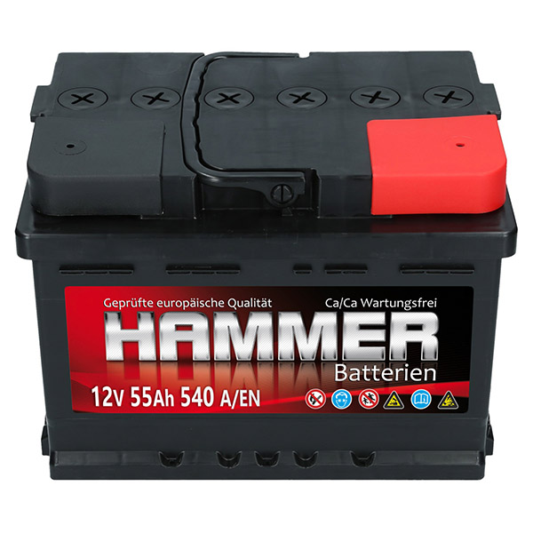 Hammer 12V 55Ah 540A/EN Autobatterie Hammer. TecDoc: .