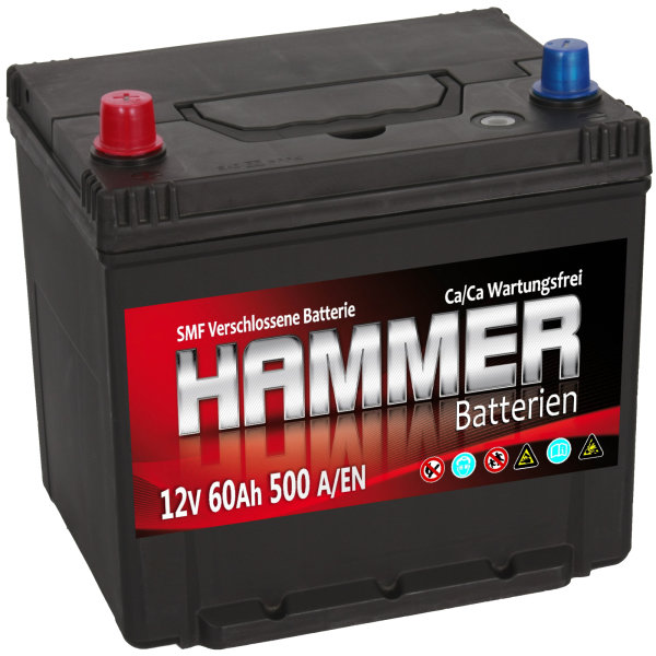 Hammer 12V 60Ah 500 A +Links Autobatterie