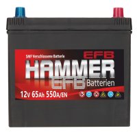 Hammer EFB 12V 65Ah 550 A + Rechts Autobatterie