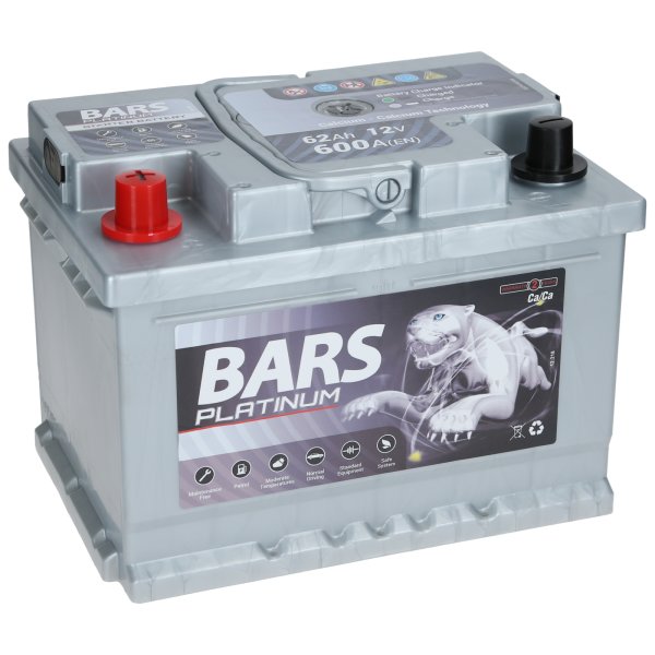 Bars Platinum 12V 62Ah 600 A +Links Autobatterie