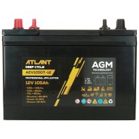 Atlant Deep Cycle 12V 105Ah AGM Bleiakku AEV105DT-12 Industriebatterie